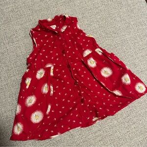 Baby Mini Par Catimini Red Toddler Girl Dandelion Dress - 18 Months